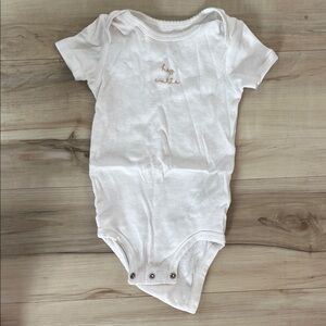 Carter's White Baby Bodysuit with Pink Embroidery